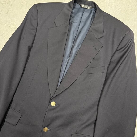 Harry Rosen Samuelsohn Blazer 110's Wool Sport Coat Navy Blue Metal Buttons 42T - Picture 2 of 9